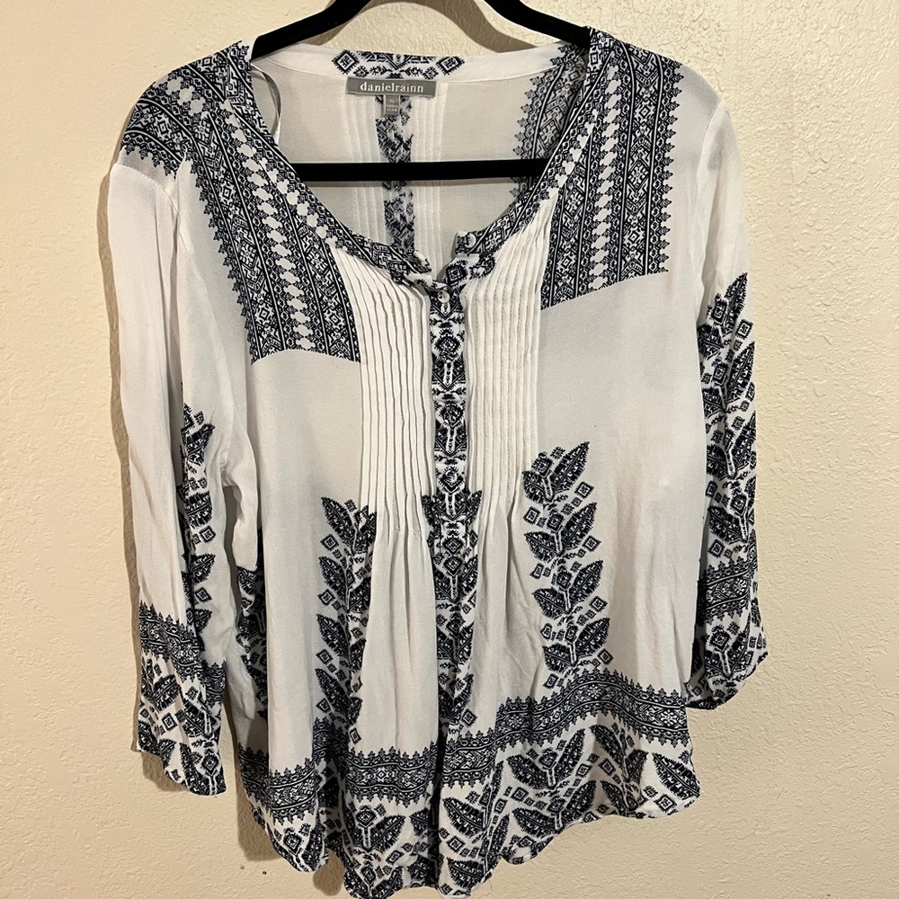 Blue and white blouse